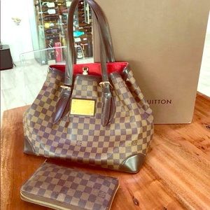 Authentic Damier Hamstead Ebene LV bag and wallet.
